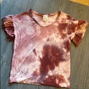 Francescas tie dye ruffle sleeve tee
